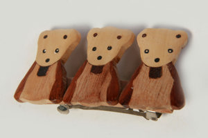 HAARSPANGE HOLZ Haarschmuck-Klammer Haarclip Bärchen vintage 80er 