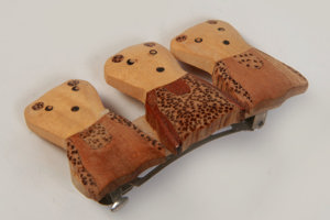 HAARSPANGE HOLZ Haarschmuck-Klammer Haarclip Bärchen vintage 80er 