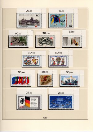 Bund postfrisch Jahrgang 1989 BM Mi. Nr. 1397   1443 in Eckrand oben rechts