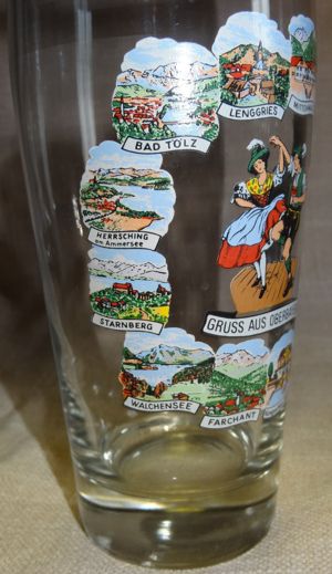 HT Trinkglas Bierglas älteres Andenkenglas 0,5 l Gruß aus Oberbayern Goldrand Abbildungen aus Bayern Bild 8