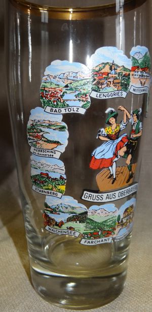 HT Trinkglas Bierglas älteres Andenkenglas 0,5 l Gruß aus Oberbayern Goldrand Abbildungen aus Bayern Bild 9