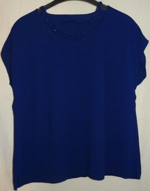 KA Bluse Tunika Gr. 44 Blau Polyester Sommerbluse ärmellos kaum getragen einwandfrei Damenbluse Bild 6