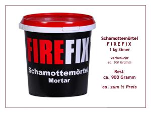 SCHAMOTTEMÖRTEL, Mortar, FIREFIX, 1 kg Eimer, noch ca. 900 Gramm, nur halber Preis.