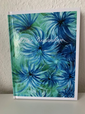 Einzigartiges künstlerisches Notizbuch in Blau und Pink Bild 1