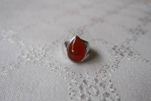 Karneol Ring 925er Silber Tropfenform Zarge rot Größe 17 HSE24