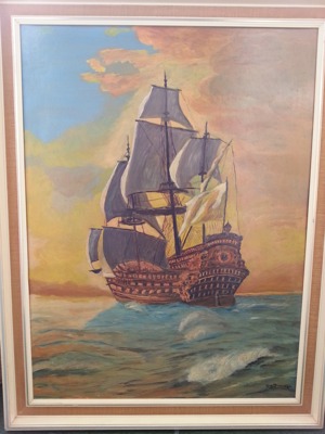 Ölgemälde Segelschiff" Bild 1