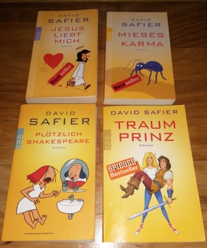 1 bis 4 David Safier Bücher, Traumprinz, Jesus liebt mich. Mieses....