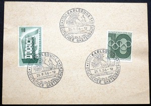 Briefmarken: BRD 1956 Postkarte Karlsruhe Deutscher Gartenbautag