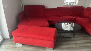 Gepflegte Couch   Wohnlandschaft U-Form in Rot  Bild 2