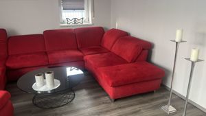 Gepflegte Couch   Wohnlandschaft U-Form in Rot  Bild 3