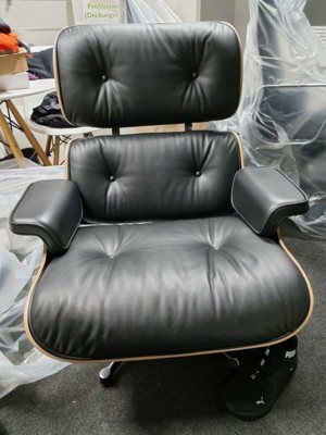 Lounge Chair XL + Ottomane Santos Palisander Leder schwarz Bild 4