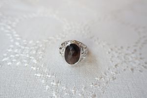 Rauchquarz Ring 925er Silber rhodiniert oval Größe 17 (54) HSE24