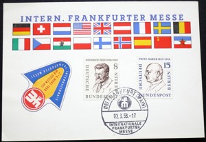 Briefmarken: BRD 1958 Karte Intern. Frankfurter Messe