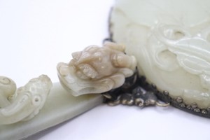 Chinesischer Handspiegel Jade geschnitzt mit geprüfter Silbermont. China (DZ308) Bild 4