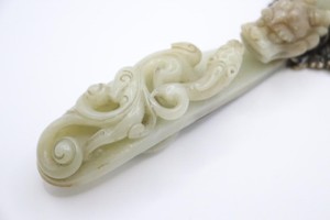 Chinesischer Handspiegel Jade geschnitzt mit geprüfter Silbermont. China (DZ308) Bild 6