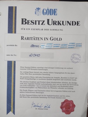 34er Gold-Briefmarken-Collection 23 Karat  Raritäten in Gold  Bild 1