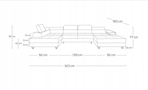 Ecksofa mit Schlaffunktion   Sofa-Form- U   Couch   Wohnzimmer Bild 4