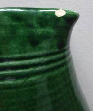 Krug aus Ton Keramik - Höhe ca. 30 cm, grün hellbraun Bild 3