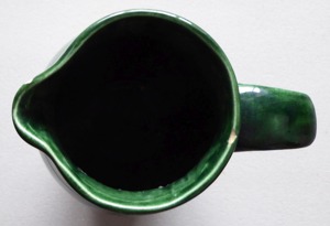 Krug aus Ton Keramik - Höhe ca. 30 cm, grün hellbraun Bild 4