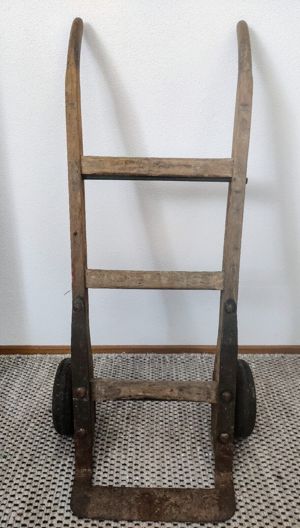 Antike Sackkarre aus Hartholz und Stahl