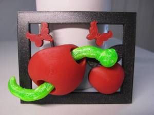 Apfel mit Wurm, Rahmen Smartphone Halter, Schlüssel Ablage, Bild Bild 1