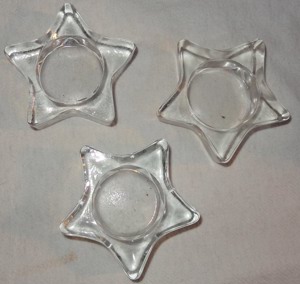 DL Kerzenhalter Glas Sternform f. Teelicht Winterzeit-Dekor 7,7x2 kaum benutzt einwandfrei erhalten 