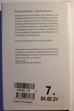 Bernhard Schlink: Abschiedsfarben. Gebunden Bild 2