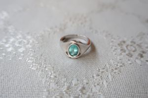 Ring 925er Silber hellblau blau rhodiniert oval facettiert Größe 17