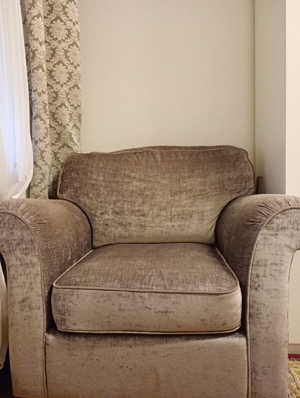 Klassisches Sofa 1-Sitzer Sessel Stoffbezug grau  Bild 1