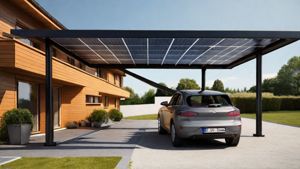 Photovoltaik-Anlage,Carport-PV-Anlage,Solar-Carport mit 4.100 Watt,Sonnenstrom,Erneuerbare Energien