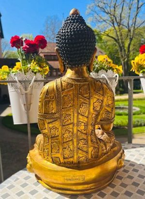 Bronze Skulptur bildschöner Buddha mit Lotusblühtensockel, sign. Bild 3