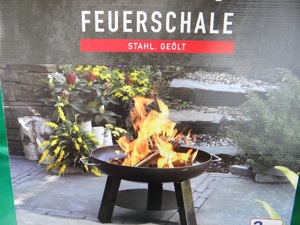 BBQ Feuerschale Feuerstelle Garten Feuer 65cm Stahl mit Handgriff