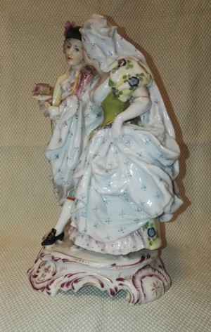Uralte Porzellanfigur  ROKOKO FIGURENGRUPPE - GALANTES PAAR  mit Stempel Bild 7
