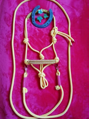 Hübsches Pony Knoten-Reit - Arbeitshalfter Handmade mit Zügeln  Bild 5
