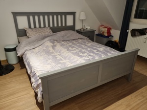 Bett 160x200 (Ikea Hemnes in grau) inkl. Matratze etc. Bild 6