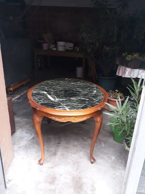 Stilmöbel Wohnzimmertisch Chippendale, Marmorplatte, oval Bild 3