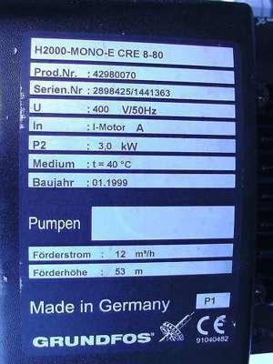 Druckerhöhung Pumpe Grundfos CRE 8-80 A-A-A-BUBE 400 V Pumpenkost P91049 Bild 5