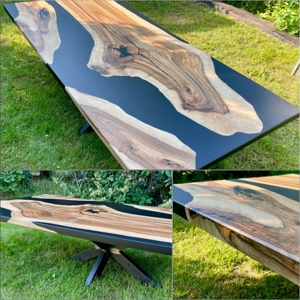 Walnuss Epoxidharz Tisch, Massivholz, Naturholz, Epoxy Table, Resin Table, Bild 1