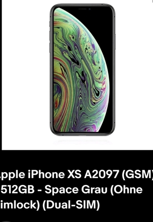 Apple iPhone XS A2097 (GSM) - 512GB - Space Grau (Ohne Simlock) (Dual-SIM) Bild 1