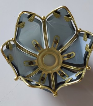 Teelichthalter, Partylite Seerose, goldfarben und Rauchglas, neuwertig