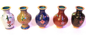 Rarität: 5er Set chinesische Vasen Emaille Miniaturen - Höhe: ca. 5 cm Bild 4
