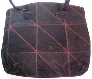 Tasche - Shopper Henkeltasche - Echtleder - schwarz mit braunen Ziernähten - NEU Bild 4
