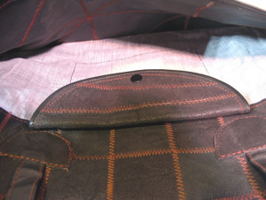 Tasche - Shopper Henkeltasche - Echtleder - schwarz mit braunen Ziernähten - NEU Bild 7