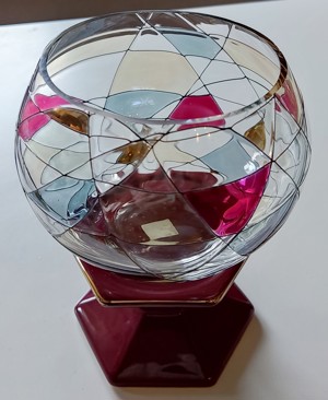 PartyLite Set Kerzenhalter Maulbeerfarben+Teelichtglas Mosaik Neu Bild 2