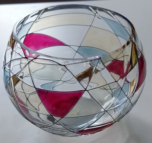 PartyLite Set Kerzenhalter Maulbeerfarben+Teelichtglas Mosaik Neu Bild 4
