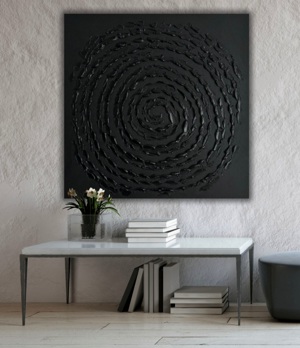 3-D Textur Gemälde "Night" schwarz glanz 60x60 cm Bild 1