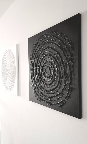 3-D Textur Gemälde "Night" schwarz glanz 60x60 cm Bild 7