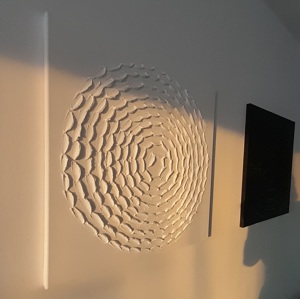 3-D Texturgemälde "Spirale" minimalistisch weiß rau 60x60 cm Bild 3