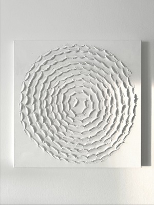 3-D Texturgemälde "Spirale" minimalistisch weiß rau 60x60 cm Bild 5