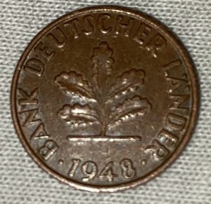 1 Pfennig "F" Kursmünze Bank Deutscher Länder von 1948 Bild 1